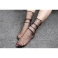 Spring summer thin black fishnet mesh mid tube socks women fashion lace kawaii leg socks - Tube Height 48cm / Black Mesh