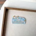 Leuke blauwe acetaat katten haar kam met gouden details, draagbare antistatische haarstyling. - Stijl 9