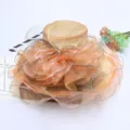 Sombrero de sol de organza con gran flor de estilo europeo sombrero de playa moda. - Ajustable / Flores grandes de hilo dorado v18 rosa naranja