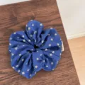 Elastico per capelli floreale blu coreano da donna, fermacapelli con margherite dolci. - Taglia L / Fiori blu