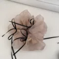 Elastico per capelli in organza stile balletto con nastro nero, elegante accessorio per donna. - Elastico Fiocco Caffè