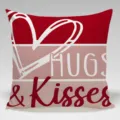 Valentine's red pink square throw pillow cover with cute heart hugs and kisses print detail. - Single-Sided Peach Skin Pillow Cover Without Core 45x45cm / BZ2024012010-1