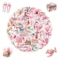 50pz adesivi impermeabili rosa estivi per bottiglie d'acqua valigie vinile estetico - 50 Pezzi/Confezione / Rosa