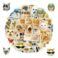 50 pz simpatici adesivi per gatti dei cartoni animati impermeabili per bottiglia telefono - Graffiti di Gatto(TQ50-1227) / 50 Pezzi/Confezione