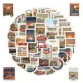 50pz Adesivi Graffiti Vintage Route 66 Impermeabili Set per Bottiglia d'Acqua e Valigia - Vintage Route 66 (TQ50-1240) / 50 Pezzi/Confezione