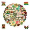 Autocollants Juneteenth imperméables en vinyle pack pour gourde ordinateur portable décorations - Multicolore (TQ50-1237)