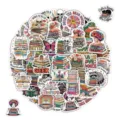 Set di adesivi impermeabili a tema lettura libri per bottiglie valigie decorazione laptop. - 50 Pezzi/Confezione