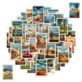 50 pezzi adesivi di viaggio in Africa impermeabili in vinile per valigia e laptop - Tema Graffiti Città Europea(TQ50-1205)