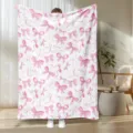 Morbida coperta in flanella con stampa di fiocchi rosa, copriletto accogliente per divano e decorazione. - M20260520-3 / 75x100 (230/m² flanella)