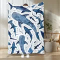 Coperta in flanella accogliente con bellissime stampe ad acquerello di squali oceanici. - Squalo Di Mare Profondo (75x100cm)