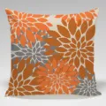 Orange grey dahlia floral cushion cover decorative pillow case for modern home living room - Single-Sided Peach Skin Pillow Cover Without Core 45x45cm / Multicolor 22