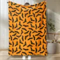 Halloween bat printed flannel blanket, soft orange fleece throw blanket for holiday home decor. - Style 1 (M20260521-1) / 75x100cm (230g/m²)