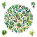 Set di adesivi per piante da interno verdi, vinile impermeabile carino decorazione. - Verde
