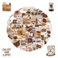Carini adesivi estetici da caffè impermeabili in vinile per tazze laptop bottiglie d'acqua - 50 Pezzi/Confezione