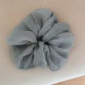 Black and white gingham chiffon hair scrunchie, retro ruffled pony tail holder. - Black Checkered Hair Ring