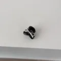 Detailed close-up of a mini black hair claw clip with a stylish silver bow decoration. - Figure 8 Bow Style (1#) / Black