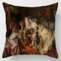 Vintage European medieval court oil painting throw pillow cover, linen sofa decorative pillow case. - Single-Sided Peach Skin Pillow Cover Without Core 45x45cm / Style 8