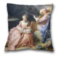 Housse de coussin peinture d'art rococo classique, taie d'oreiller carrée style européen. - Housse de Coussin Peau de Pêche Simple Face / B20230717-7
