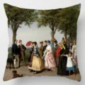 Close-up detail of vintage classical oil painting print on linen throw pillow case, retro decor. - Single-Sided Peach Skin Pillow Cover Without Core 45x45cm / Style 7