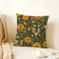 Vista dettagliata della federa per cuscino floreale boho rétro, con intricati motivi botanici. - Fodera per Cuscino Monolaterale 45x45cm