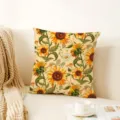 Fodera per cuscino con girasole botanico boho vintage, morbida federa quadrata per divano casa. - Fodera per Cuscino Monolaterale 45x45cm