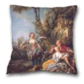 Housse de coussin art rococo peinture à l'huile velours peau de pêche canapé carré - Housse de Coussin Peau de Pêche Simple Face / B20230717-10