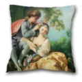 Housses de coussin carré peinture à l'huile art rococo, déco canapé maison. - Housse de Coussin Peau de Pêche Simple Face / B20230717-11