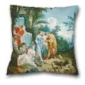Housse de coussin carrée en velours peau de pêche peinture à l'huile d'art rococo européen - Housse de Coussin Peau de Pêche Simple Face / B20230717-12