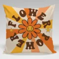 Federa per cuscino retro Flower Power, vivace design margherita hippie anni 70. - Federa in Pelle di Pesca Monolaterale / BZ202406025-2