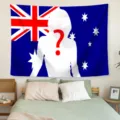 Custom Australian flag tapestry bedroom wall hanging with person silhouette and question mark decor. - ZYDZGQGT-6