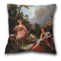 Federa per cuscino quadrato con stampa d'arte rococò europea per divano decorazione - Federa in Pelle di Pesca Monolaterale / B20230717-1