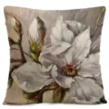Fundas de cojin de lino con motivo floral de pintura al aceite, detalle exquisito. - Funda de cojín de una cara de lino (sin relleno) 45x45 cm / BZ20240109-4