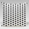 Black and white heart pattern detail of the soft square throw pillow cover for couch. - Single-Sided Peach Skin Pillow Cover Without Core 45x45cm / Heart Black and Silver