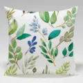 Funda de cojín cuadrada decorativa con patrón de hojas verdes de acuarela para sofá cama oficina. - BZ20240207-7
