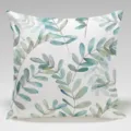 Funda de cojín con hojas verdes de acuarela, detalle de tela suave, decoración. - BZ20240207-10