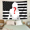 Arazzo da parete con bandiera in bianco e nero personalizzato con silhouette per la camera da letto - 90x75cm Poliestere / ZYDZGQGT-3