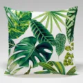 Tropical plant digital print pillow cover, stylish green leaf cushion cover for home decor. - Tropical Plant Style 4