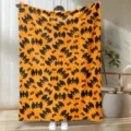 Halloween bat printed flannel blanket, cozy soft fleece throw for festive home decor and gifts. - Style 3 (M20260521-3) / 75x100cm (230g/m²)