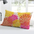 Rectangular dahlia floral pattern pillowcase, vibrant geometric design for sofa decor. - Single-Sided Peach Skin Pillowcase Without Insert 50x30cm / Pink and Yellow Geometric Dahlia (BZ20240706-31)