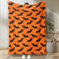 Halloween bat print flannel blanket cozy soft throw blanket for bed couch autumn decor - Style 4 (M20260521-4) / 75x100cm (230g/m²)