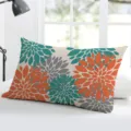 Rectangle dahlia floral throw pillow cover for living room sofa bedroom bed back cushion. - Single-Sided Peach Skin Pillowcase Without Insert 50x30cm / BZ20240706-3