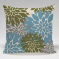 Fodera per cuscino decorativo con motivo a dalia blu e verde, copricuscino quadrato. - Fodera per Cuscino in Pelle di Pesca Monolaterale Senza Anima 45x45cm / Multicolore 1