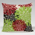 Federa per cuscino decorativa con vivace motivo di dalia in rosso e verde per la casa. - Fodera per Cuscino in Pelle di Pesca Monolaterale Senza Anima 45x45cm / Multicolore 3