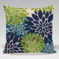 Decorative floral throw pillowcase with modern green and blue dahlia pattern for home decor. - Single-Sided Peach Skin Pillow Cover Without Core 45x45cm / Multicolor 5