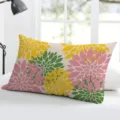 Rectangular floral throw pillow case with vibrant dahlia geometric pattern for home sofa. - Double-Sided Peach Skin Pillowcase; Without Core; 50x30cm / Yellow Pink Green Geometric (BZ20240706-21)