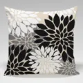 Black and white floral throw pillow cover, modern dahlia decorative cushion case. - Single-Sided Peach Skin Pillow Cover Without Core 45x45cm / Multicolor 8