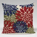 Modern floral dahlia decorative throw pillow cover, red and blue sofa cushion case. - Single-Sided Peach Skin Pillow Cover Without Core 45x45cm / Multicolor 10