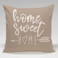 Μπεζ μαξιλαροθήκη με λευκό κείμενο Home Sweet Home, όμορφη και απαλή διακόσμηση σπιτιού. - Μονόπλευρη Θήκη Μαξιλαριού Peach Skin (Χωρίς Πυρήνα) / 45x45cm / BZ20240509-10