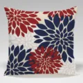 Decorative throw pillow cover featuring vintage dahlia floral pattern in red and blue. - Single-Sided Peach Skin Pillow Cover Without Core 45x45cm / Multicolor 11