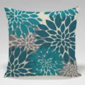 Teal grey floral throw pillow cover, modern abstract dahlia pattern home decor pillowcase - Single-Sided Peach Skin Pillow Cover Without Core 45x45cm / Multicolor 12